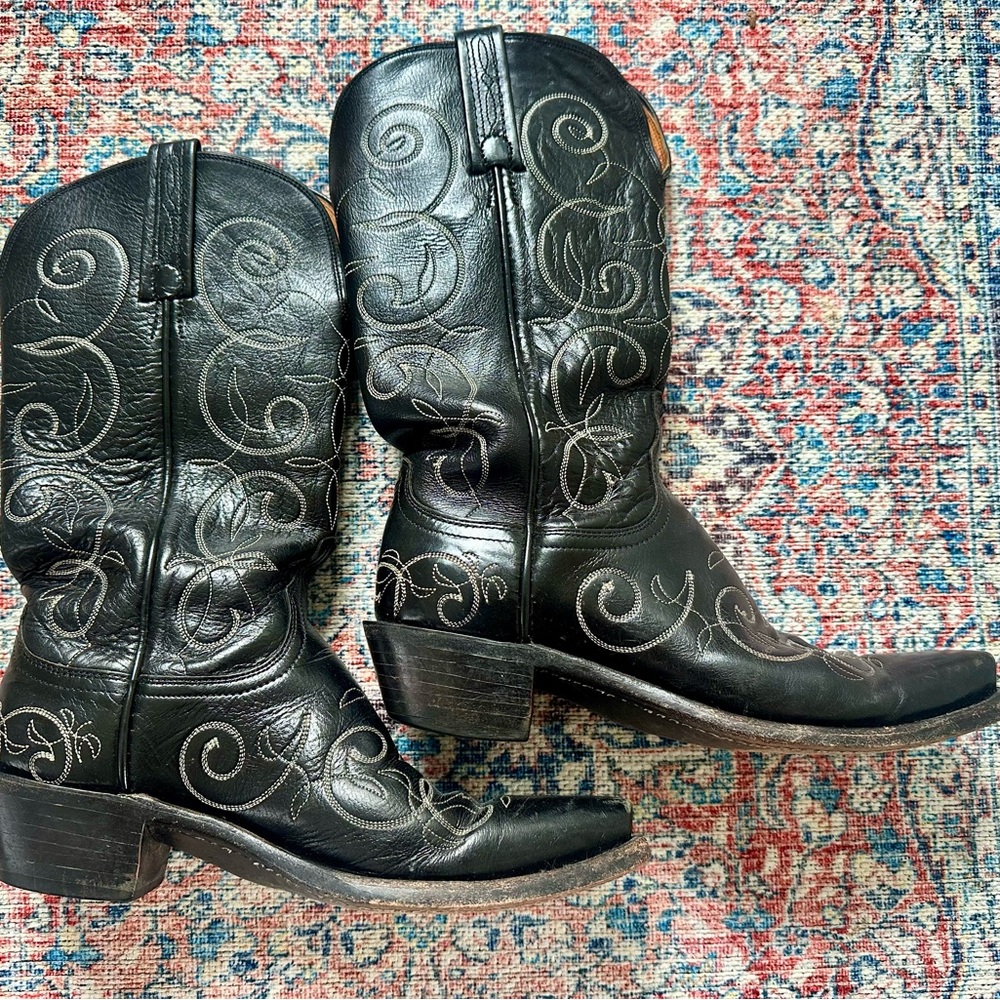 Black Lucchese Embroidered Western Boots